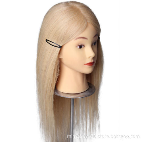 Hairdressing practice training head mannequin of natural hair